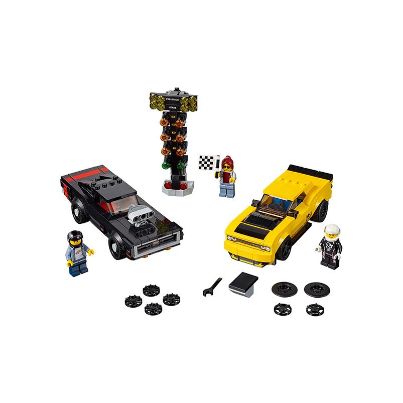 LEGO Speed Super Racing Plastic Dodge Challenger SRT Demon&1970 Dodge Charger R/T Building Blocks 301-600pcs