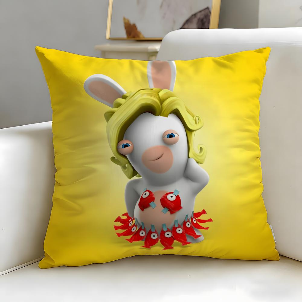 popular game Rabbids Cushion Cover Soft & Easy-Wash Pillow Case – Versatile for Couch, Bed, Travel and Office