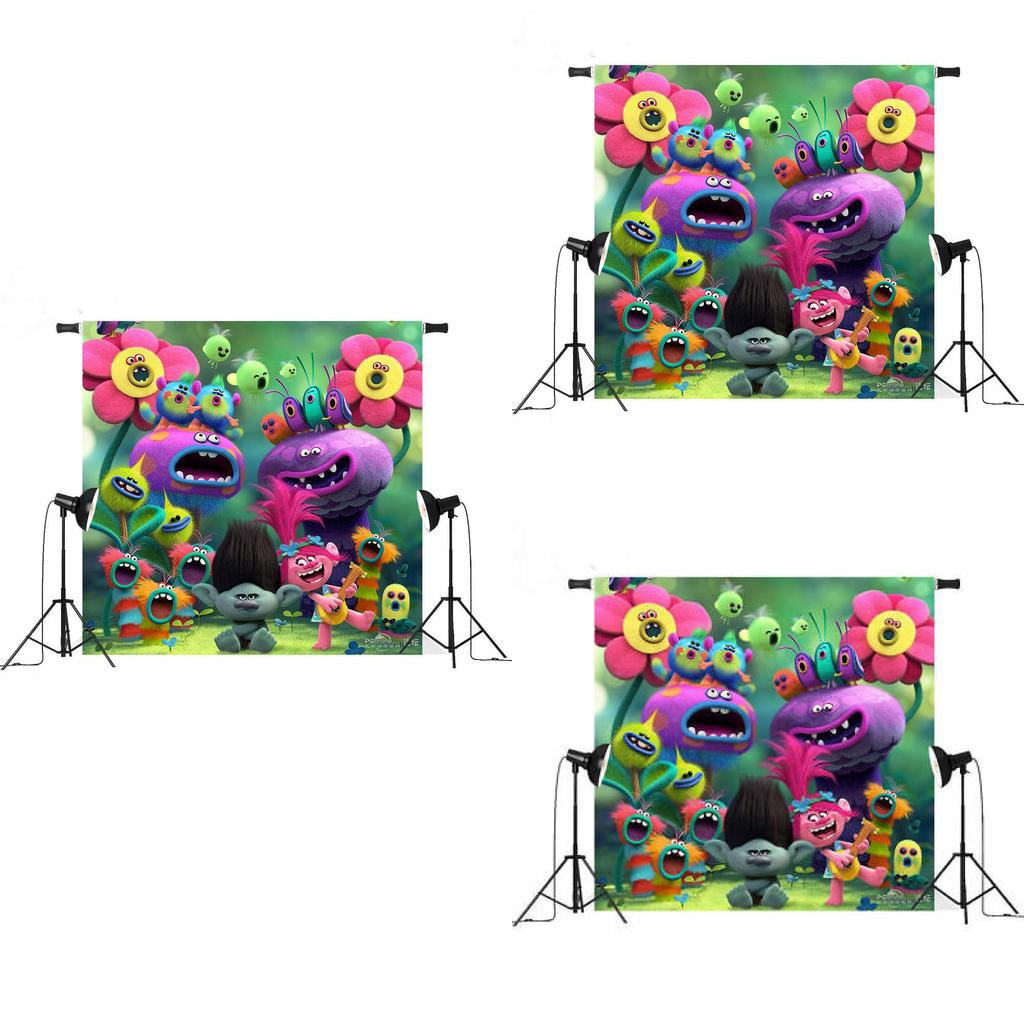 Trolls World Tour Christmas Photography Backdrop For Kids Photo Studio Creative Decor