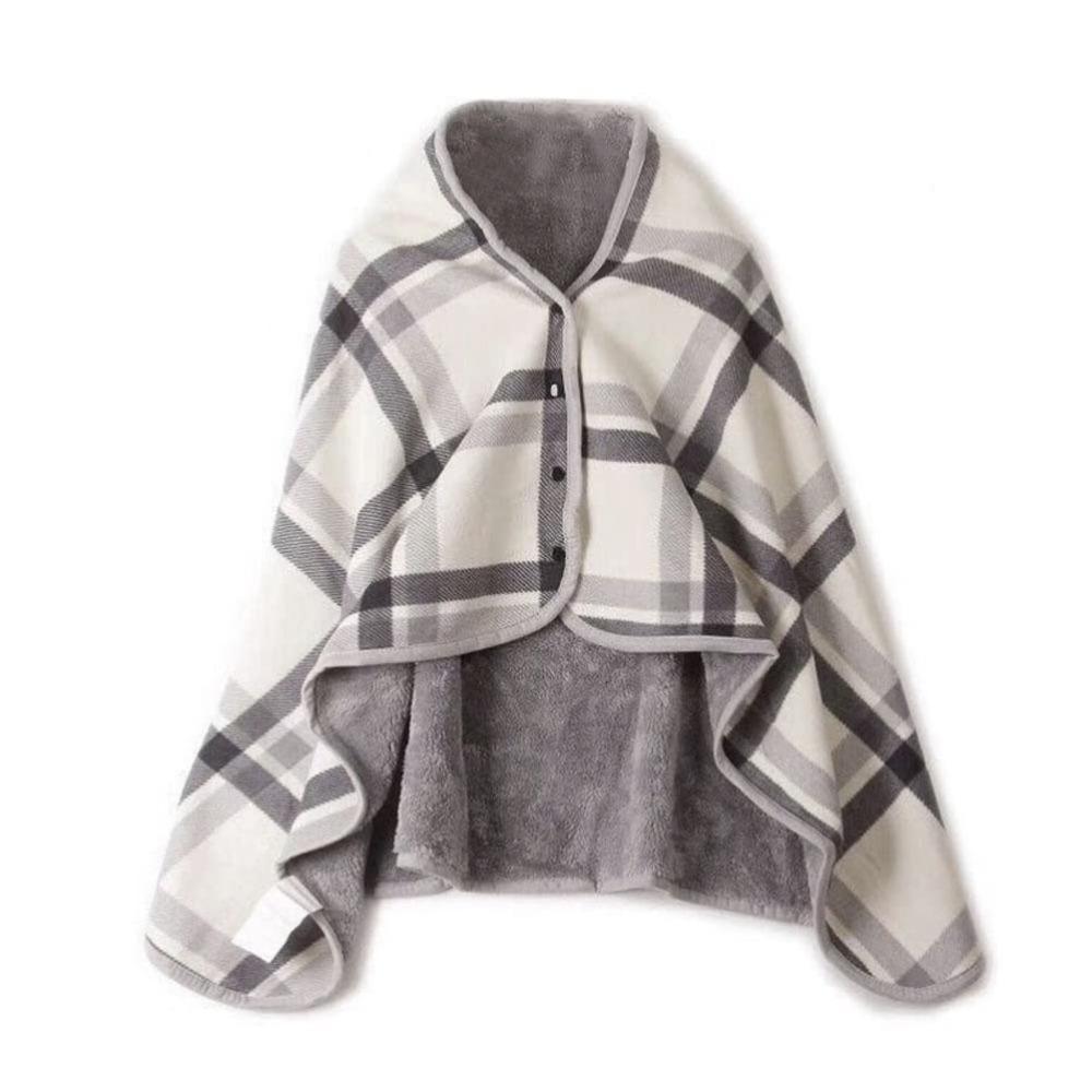Keep Warm Wearable Shawl Blanket Winter Thick Plaid Blanket  for Women and Office Use