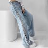 Spring 2024 Women's Designer High-Waisted Braided Hollow Wide-Leg Jeans