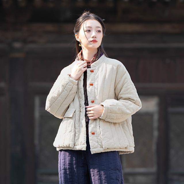 Women s Chinese Style Color Block Frog Button Cotton Linen Jacket M [45-62.5 kg]