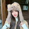 Cute Cartoon Warm Ear Protection Hat Face Enhancing Small Hat Windproof Hood for Girls