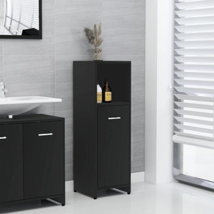 VidaXL Armoire de salle de bain Noir 30x30x95 cm Aggloméré
