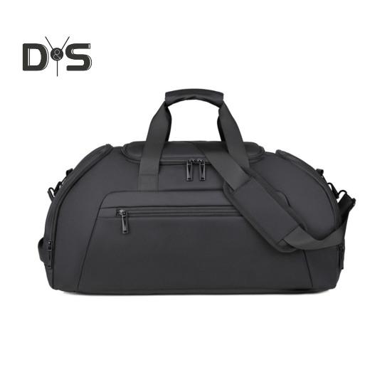 

Рюкзак-сумка для одежды с отделением для мокрой одежды, карманом для обуви, проверкой безопасности, 15 отделений, трансформируемая дорожная сумка, водонепроницаемый холщовый органайзер для одежды в путешествиях чёрный