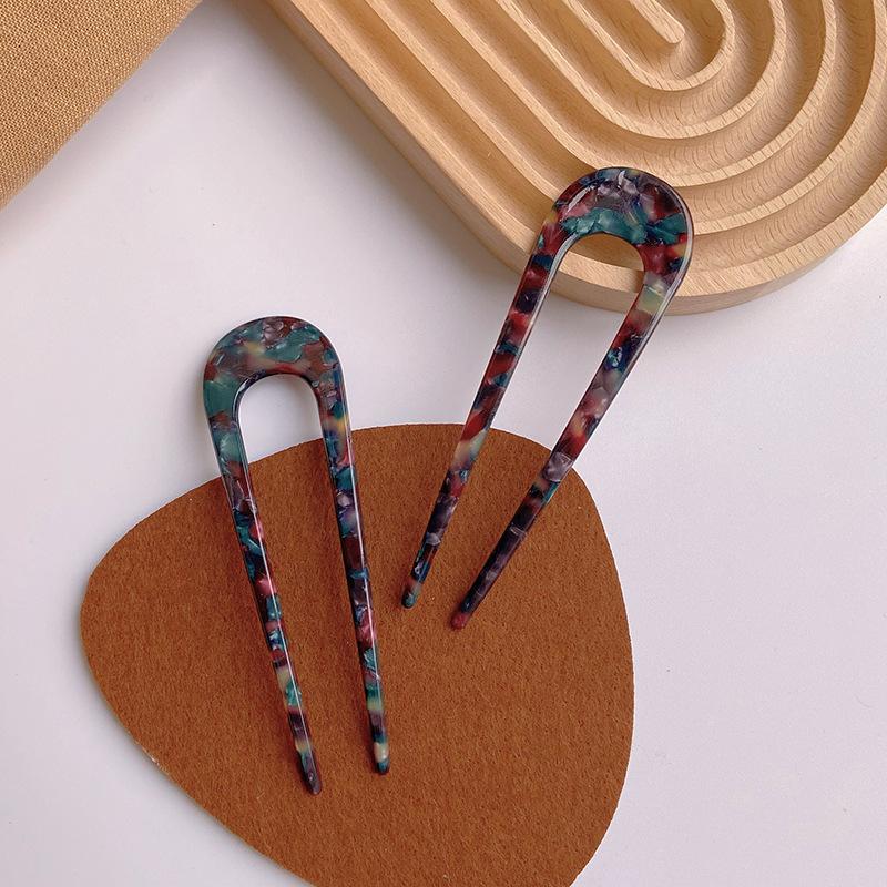 2 szt./partia Koreańskie patyczki do włosów Damska spinka do włosów Eleganckie Kolorowe Tekstura Leoparda Acetatowe patyczki do włosów Dziewczęca spinka do włosów Akcesoria do włosów