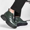 Men's British Style Black Leather Boots - Height Increasing Design, Durable & Stylish for Autumn, Winter & Casual Outfits