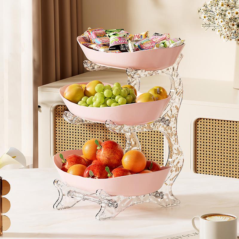 Soporte de Frutas y Pasteles de Madera de Doble Capa con Función de Drenaje