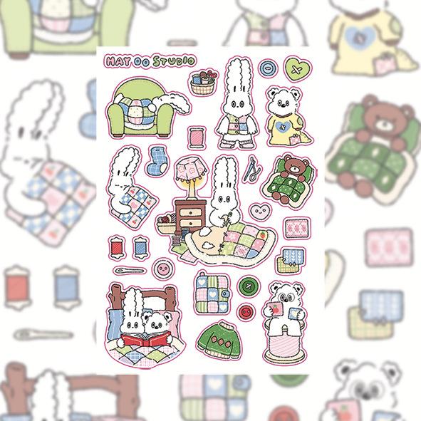 INS Kawaii Rabbit Cartoon Stickers Korean Style Creative Decals for Diary Notebook Scrapbook Decoration