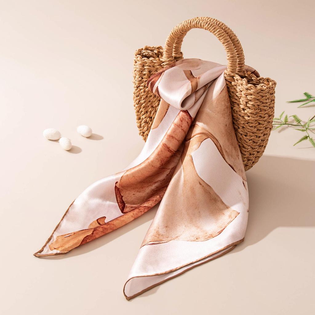 Korean Style Vibe 2026 Spring/Summer Mulberry Silk Scarf for Women - Versatile Print Neck Protector