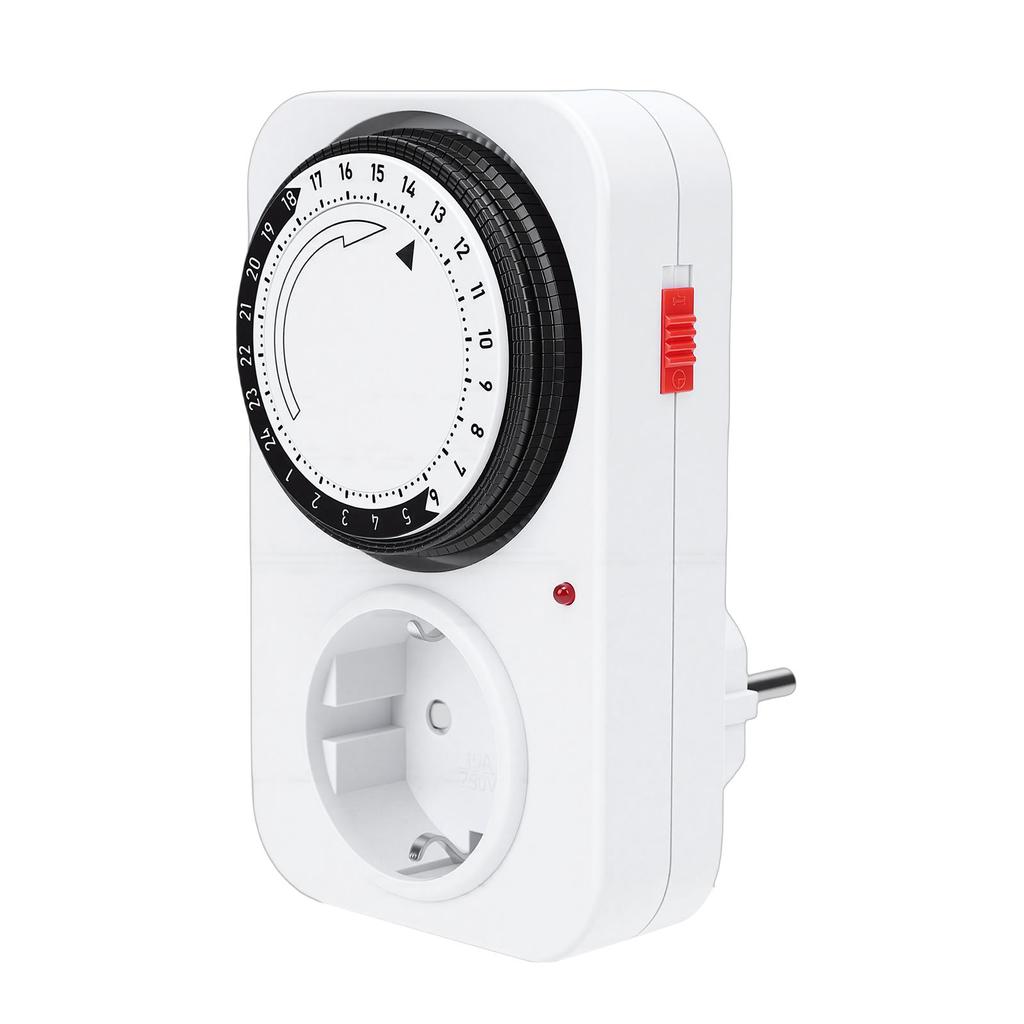 Mechanical Timer Socket with 96 Switching Segments(15 Minutes) 24 Hour Analogue Timer for Indoor Use with Child Lock