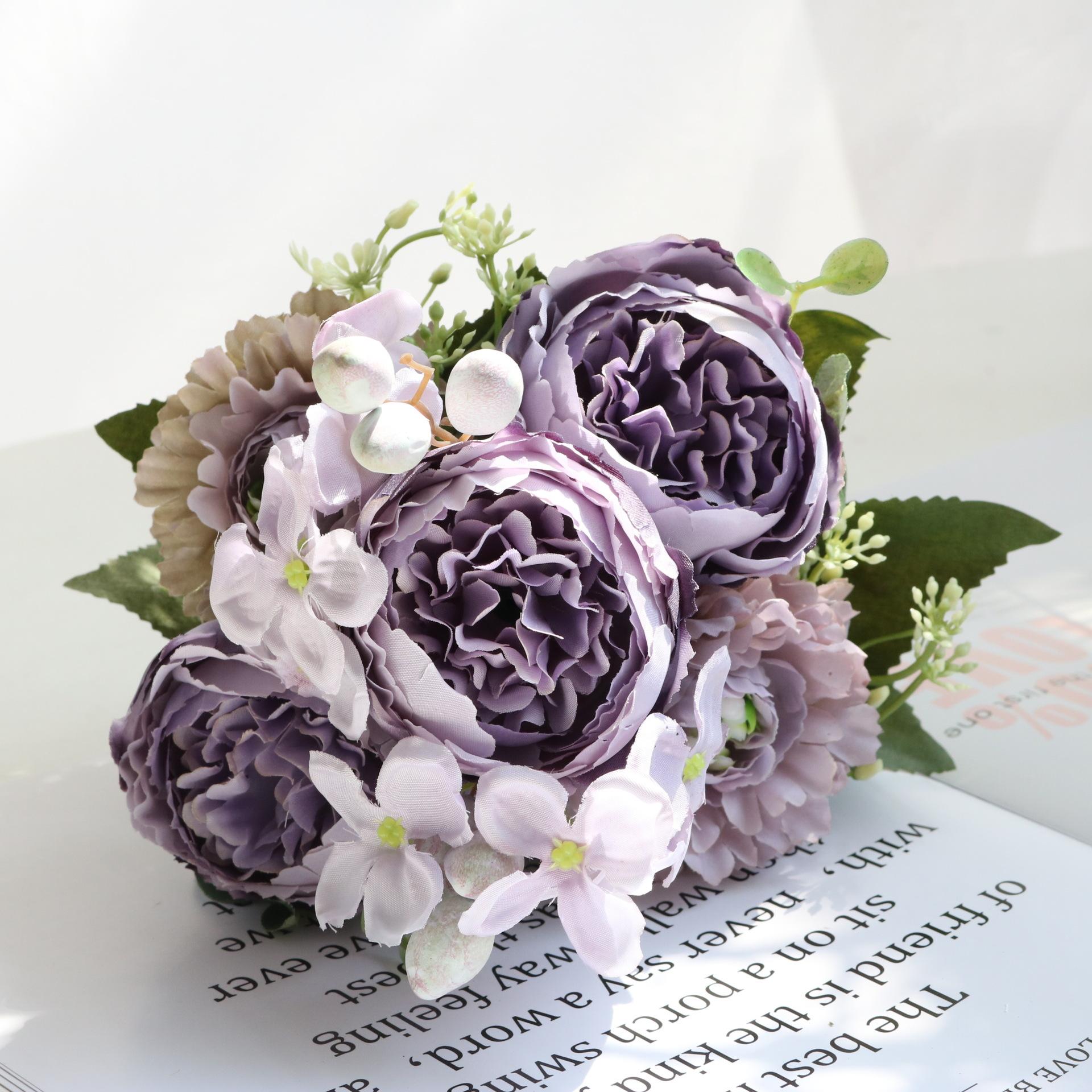 

Искусственные цветы ягодный пион букет шелковая роза ваза для домашнего декора сад свадебные декоративные искусственные растения Рождественская гирлянда 1pcs