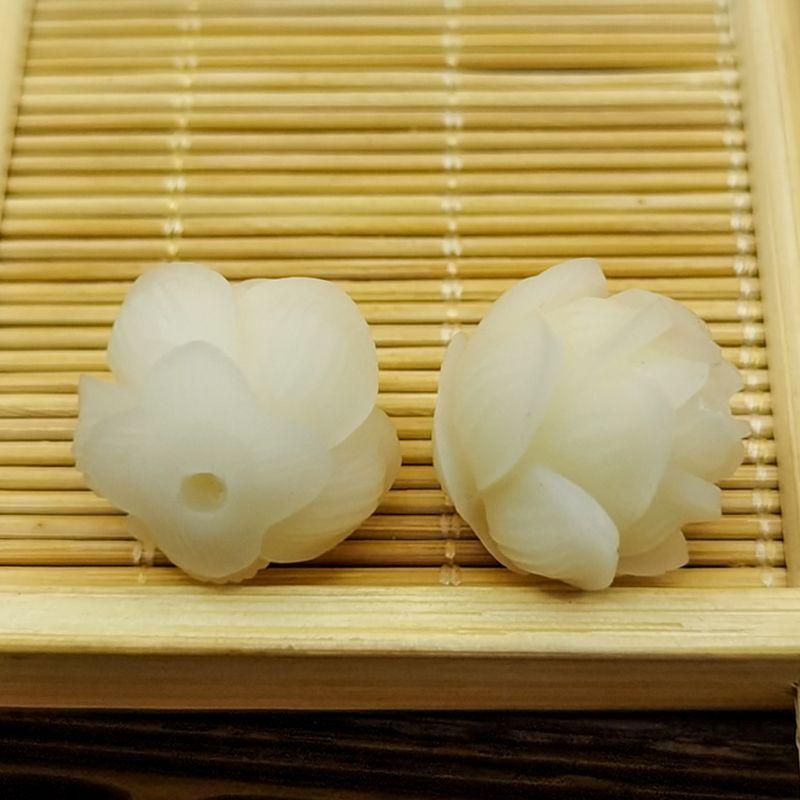 

Браслет из резных бусин-разделителей из корня бодхи и белого нефрита, сделанный своими руками About 16-17mm Lotus with seat