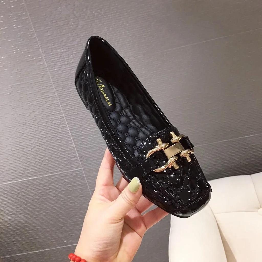 Fashion Spring New Ballet Women's Shoes Soft Bottom Large Square Head Comfortable Flat Bottom Casual Women's Shoes Size 35-42