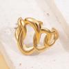 304 Stainless Steel Adjustable Hollow Design Chain Ring 3D Hand Jewelry