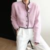 Women Sweater Spring Fall New Candy Solid Color Wool Round Neck Singlebreasted Long Sleeve Knit Cardigan Sweater  C-131