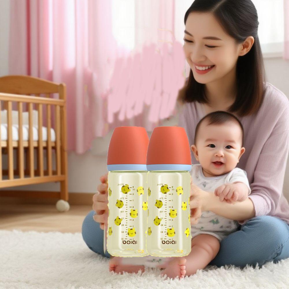 Food Grade Baby Milk Bottle PP Baby Bottle With Handle 270ml Baby Bottle  Feeding Supplies
