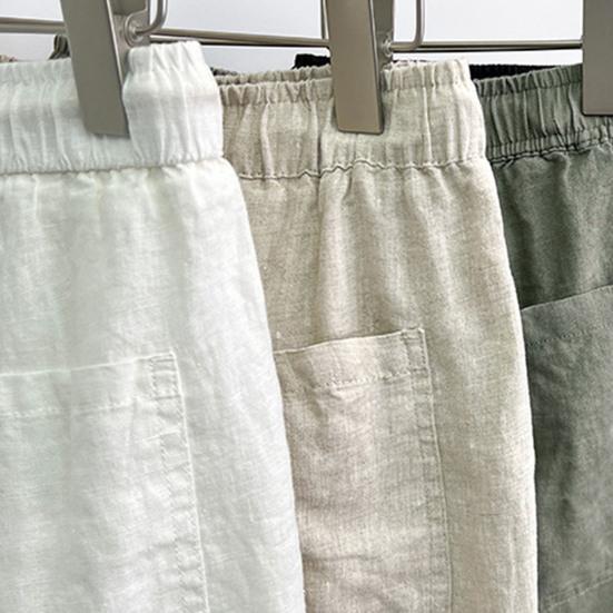 Heren Linnen Broek Casual Losse Pasvorm Rechte Broek met Trekkoord Wijde Pijp Golfbroek Zomerkleding voor Vakantie Reizen Werk Dagelijks Leven