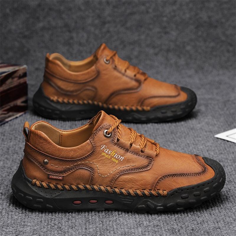 39-48 Herren Leder Freizeitschuhe Handgefertigt Weich Arbeitsschuhe Leder Stiefeletten Übergröße Fahrmokassins Schuhe