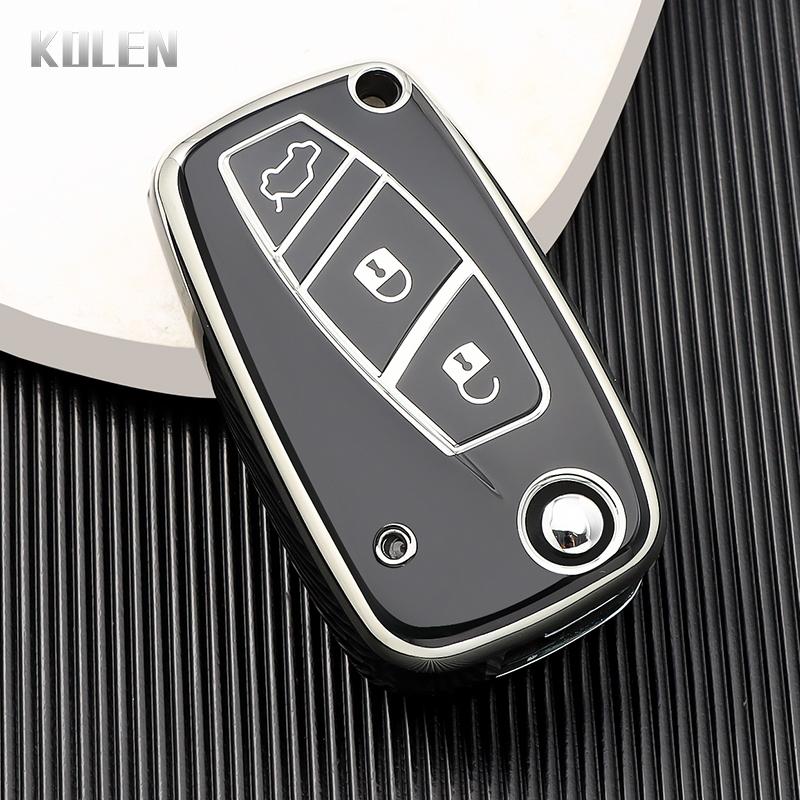 New TPU Car Flip Key Case Cover For FIAT 500 Panda Stilo Ducato Punto Doblo Bravo 3 Buttons Protected Holder Fob Bag Accessories