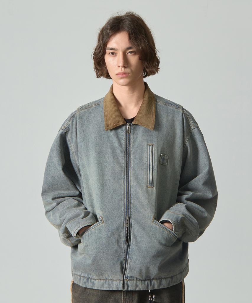 Dimitri Black 2Way Og Fade Wash Detroit Quilted Denim Jacket_Dust Indigo