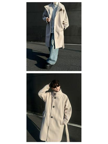 High Street Style Woolen Coat for Men and Women - Loose Mid-Length Korean Over-the-Knee Trench for Autumn/Winter