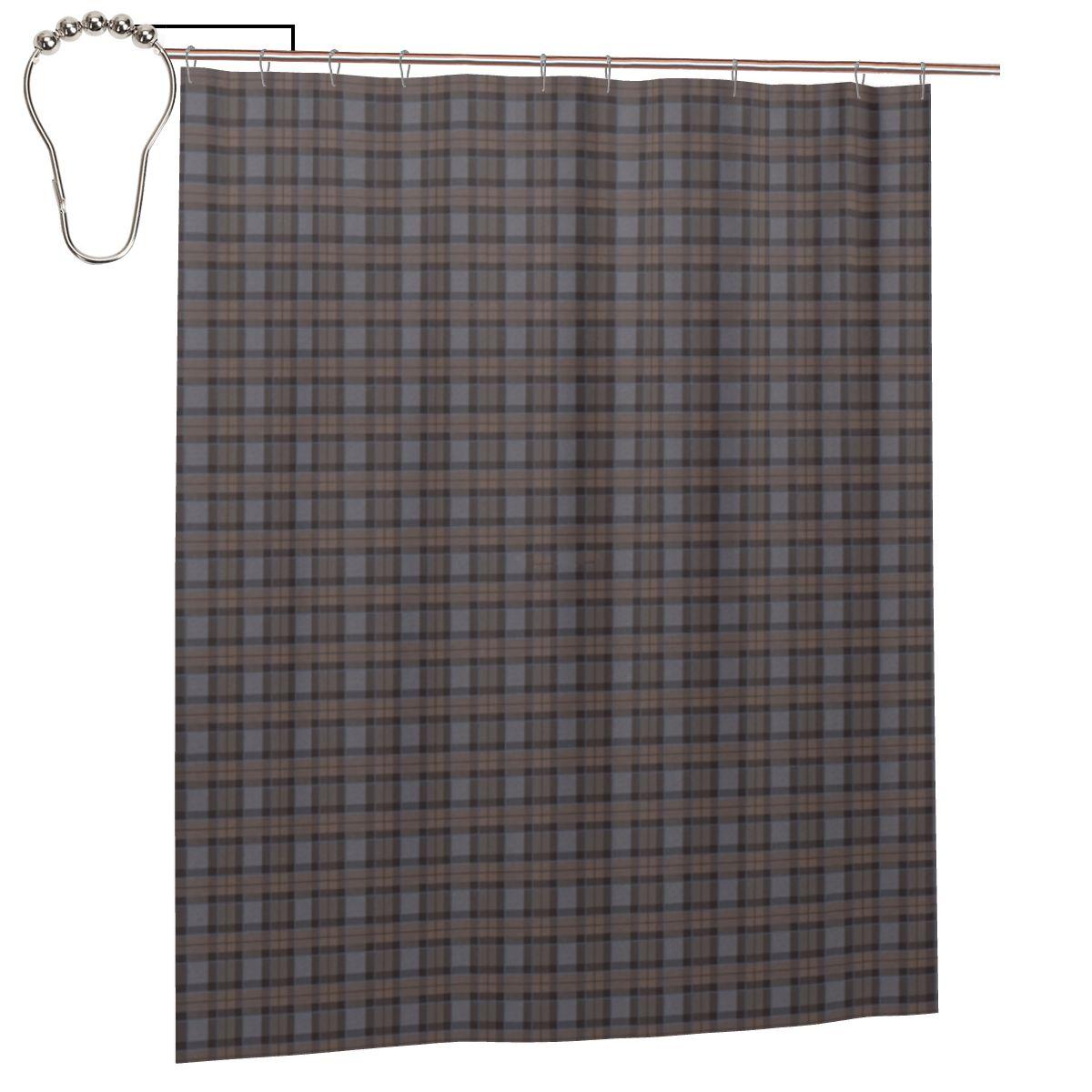 Outlander Plaid - Fraser Tartan Shower Curtain Bathroom Polyester Waterproof Bath Curtains With Hooks W60H190(CM)-1 Pcs
