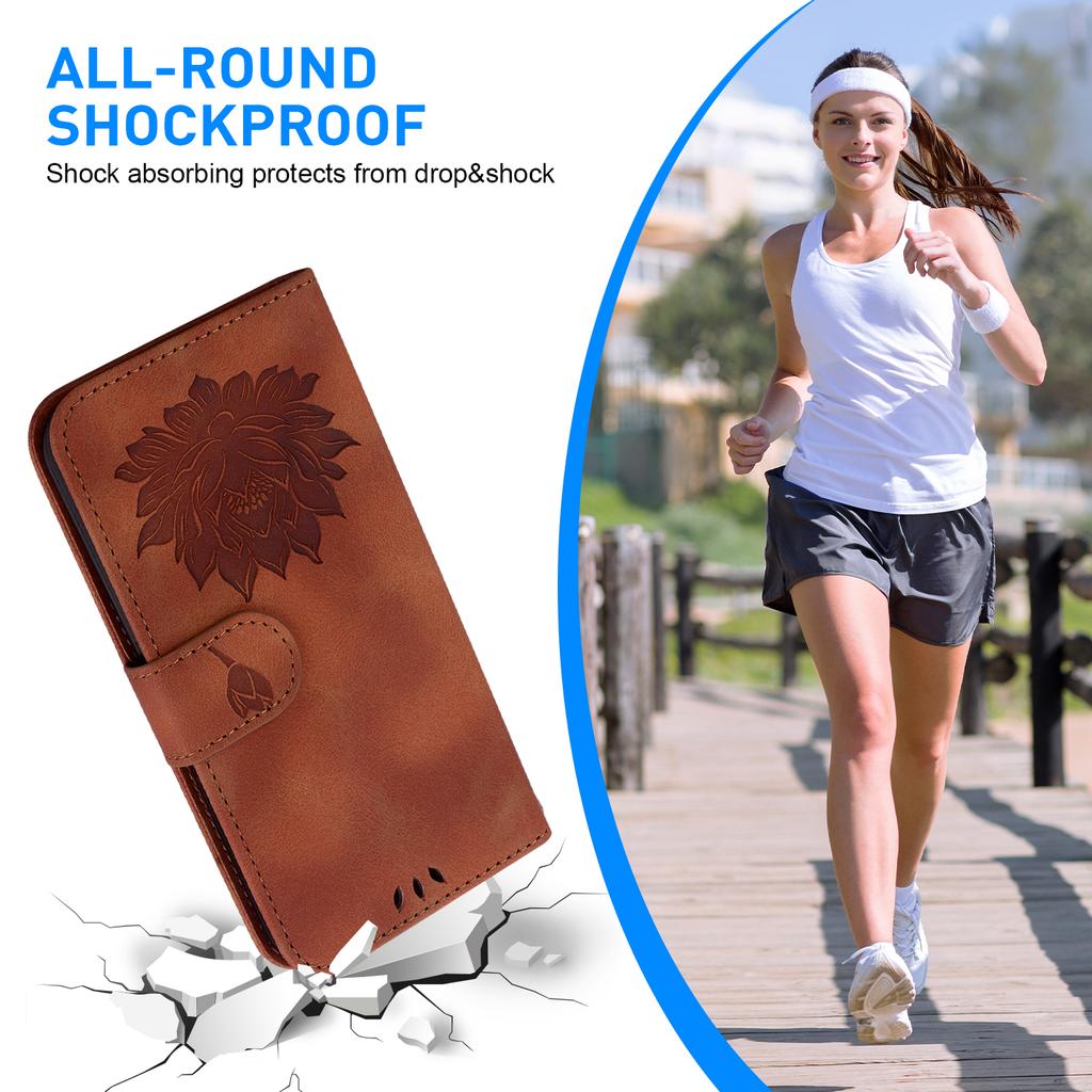 For Xiaomi Redmi Note 13 4G Wallet Case Lotus Pattern Leather Protective Phone Cover
