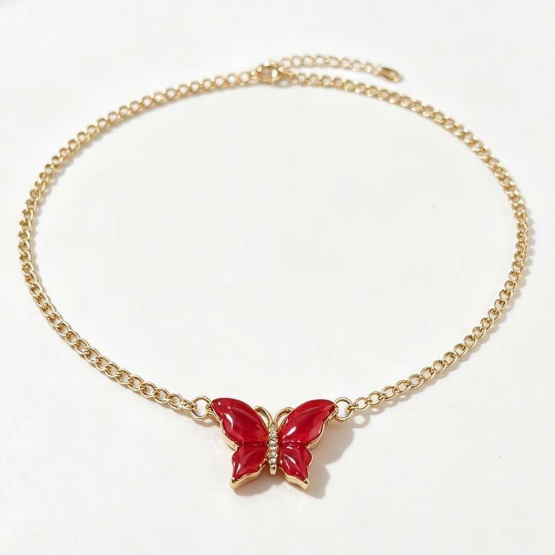Butterfly Rhyme Enamel Necklace: Unique Lucky Butterfly Clavicle Chain for Sweet Girls' Commuting and Dating.