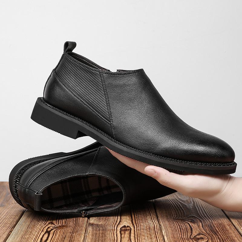 Mens Casual Business Office Formal Dress Chelsea Boots Shoes Genuine Leather Boot Black Ankle Botas Hombre Chaussure 2025