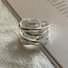 925 Silver Open Rings for Women Men Fashion Couple Handmade Irregular Lines Ring Party Jewelry Prevent Allergy Gift