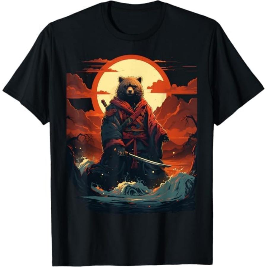 

Vintage Samurai Bear on Japanese Ninja Art Bear T-Shirt BAOANH Mens Womens Tank Top Sweatshirt Hoodie Longsleeve 1133 Black XXXXXL різнокольоровий