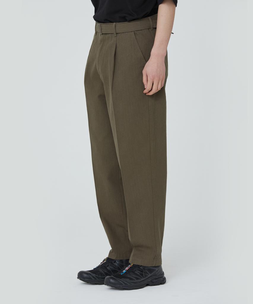 PUBLICFIGURE Cotton Herringbone Tapered Pants_Khaki