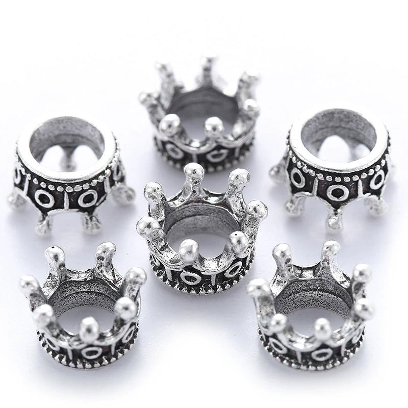 10~40 pièces Perles Espacement Libres en Alliage pour la Fabrication de Bijoux Bracelet DIY Accessoires faits à la Main Perles Forme Couronne Dorées Argentées TMZ