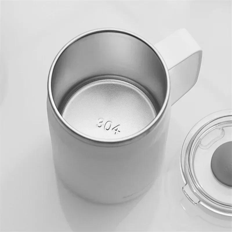 1Pcs 304 Stainless Steel Coffee Mugs Portable Cups Heat Insulation Anti-fall Thermos Mug Home with Cover and Handle Mug