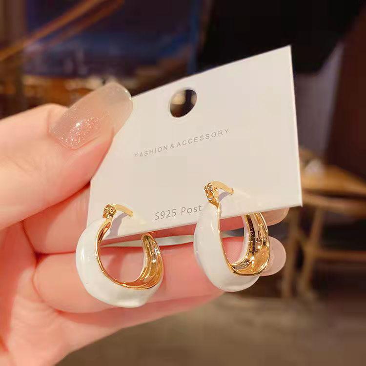 Xinqiao Minimalist Drip Glaze Irregular Circle Earrings for Women