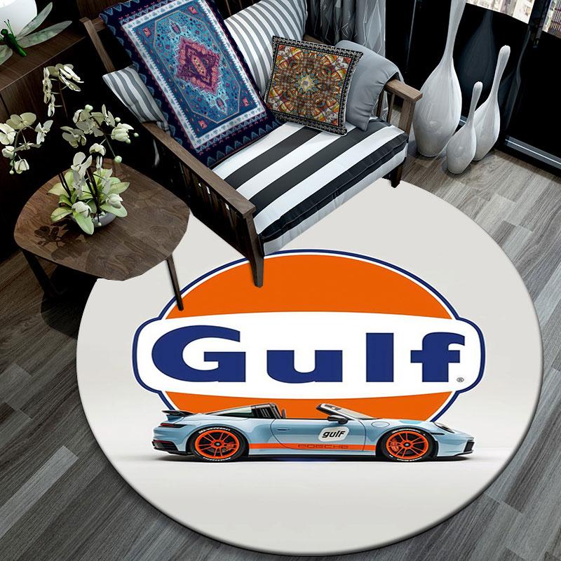 Gulf Racing Art pattern round rug,Carpet Rug for Living Room Bedroom Playroom ,Non-slip Floor Mat,Holiday Gifts and Birthday Gifts.