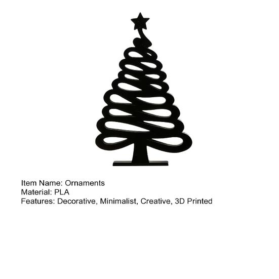 Modern Festive Table Centerpiece 3D Printed Abstract Line Christmas Tree Figurine, Minimalist Xmas Sculpture with Star Entryway Ornament Topper