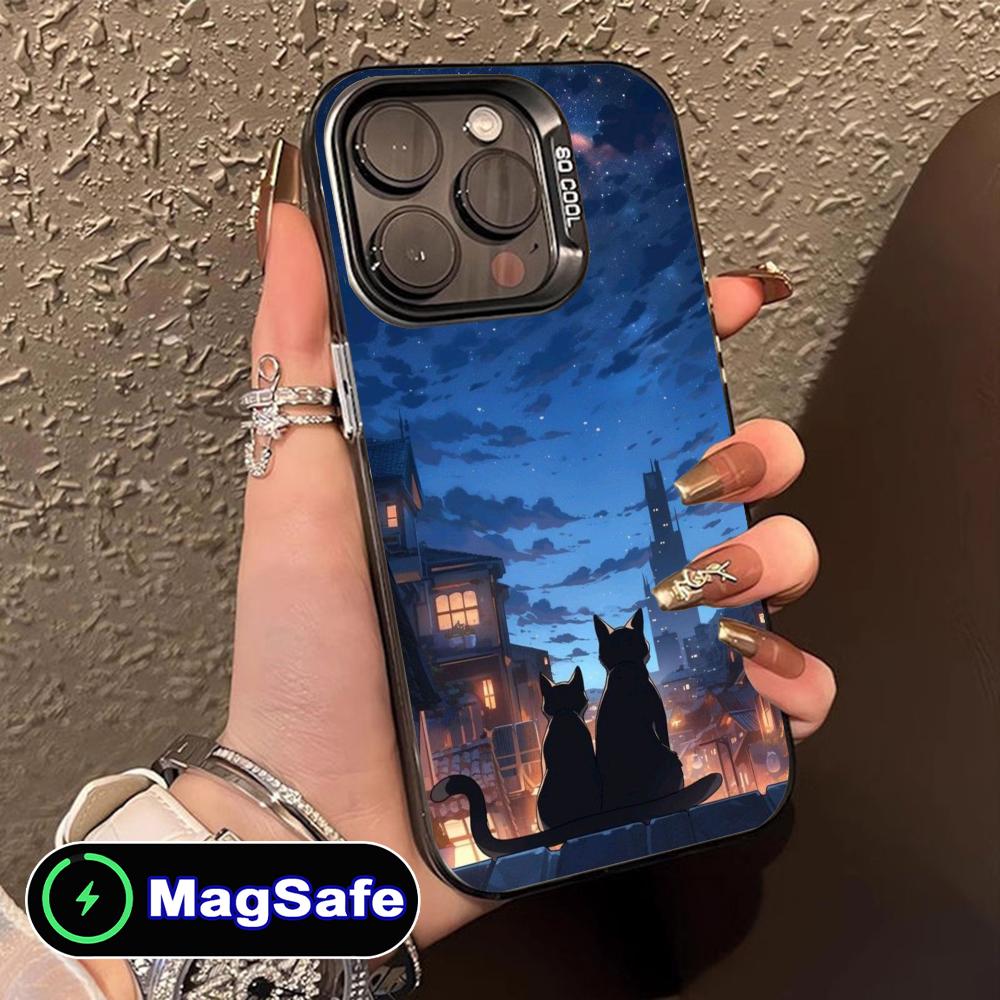 

Luna Moon Cat Mobile Phone Case for iPhone 17 16 15 14 13 12 11 Air Pro Max Plus MagSafe Translucent Colorful Cover Cover Pretty iPhone 11