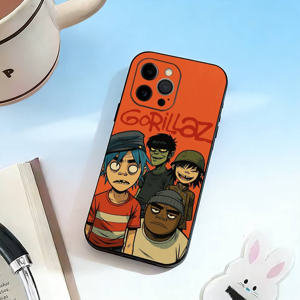 

C-Gorillaz Anime Phone Case For iPhone 17,16,15,14,13,12,11 Plus,Pro Max,XS,Soft Silicone Black Cover iPhone12