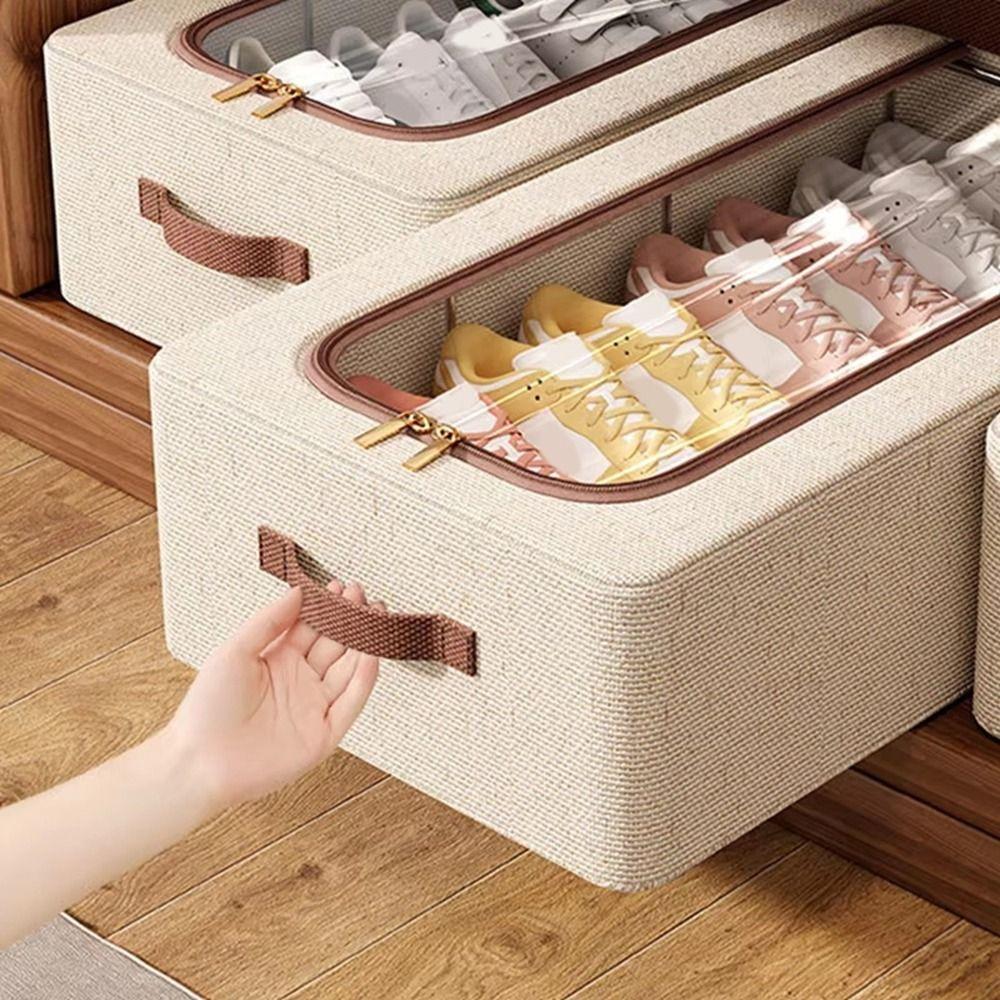 Sturdy Handles Clothes Quilt Storage Box Folding Shoes Container Under Bed Shoe Organizer  Wardrobe