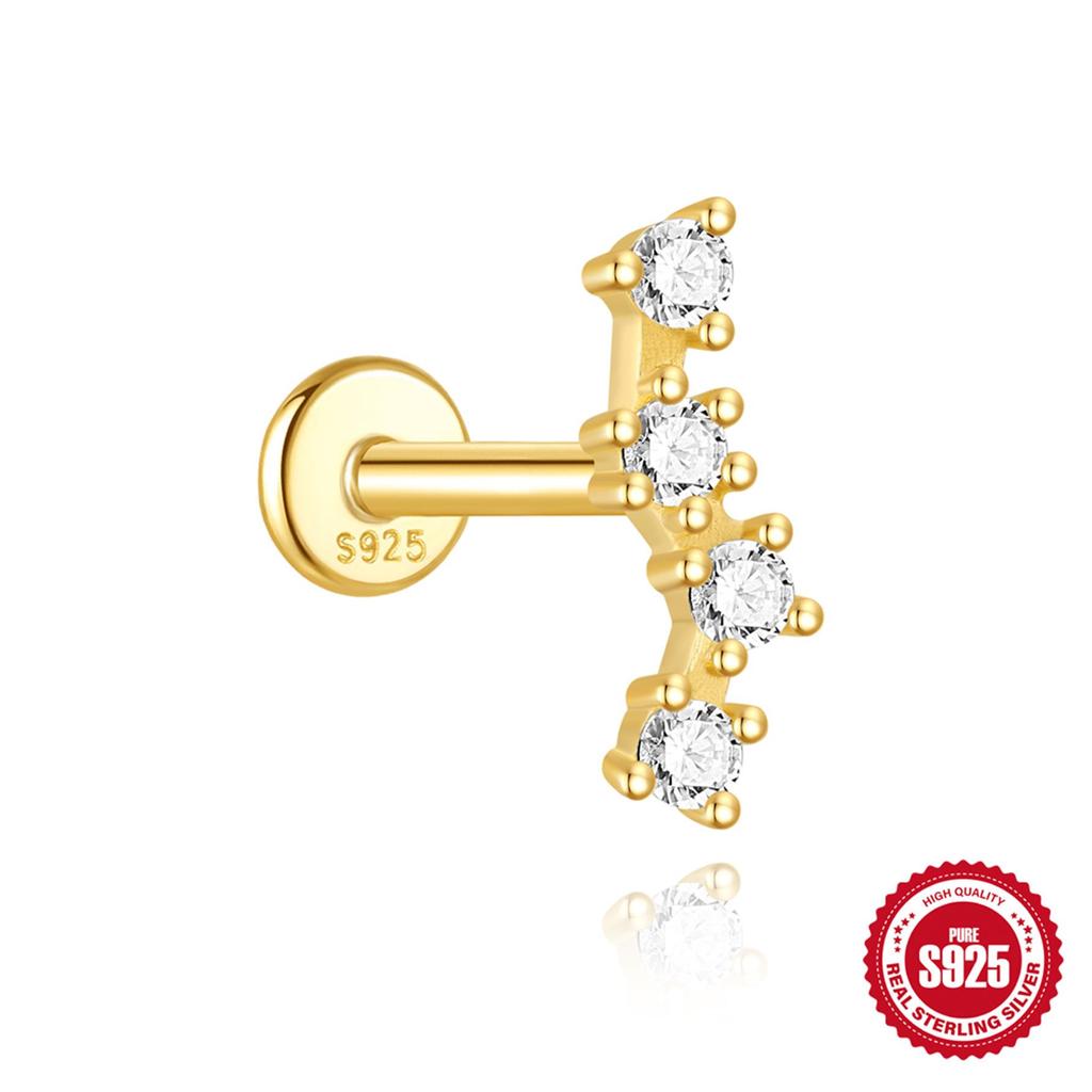 S925 Sterling Silver Star-Lotus Bow Cartilage Earrings