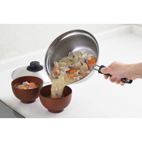 Yoshikawa Saucepan, 18cm, Gas/IH Compatible, Ideal for Bowls and Ramen, Stainless Steel, Made in Japan, Deep, with Spout, Single-Serve, Product Number