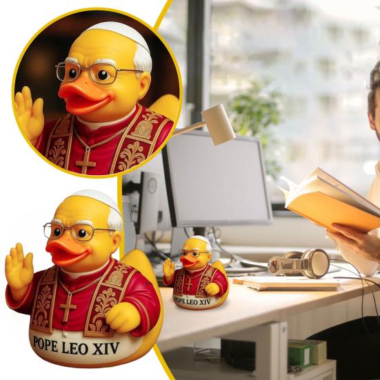 Pope Leo XIV Duck Resin Pope Catholic Duck Figurine Religious Desktop Catholic Duck Statue Keepsake Gift for Friends