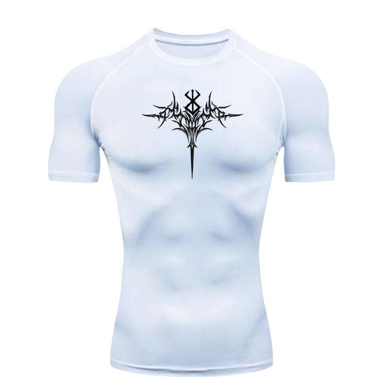 Exquisite Pattern Design Men's Sports T-shirt Training Fitness Compression Volleyball T-shirt Stretch T-shirt Clothing Fitness