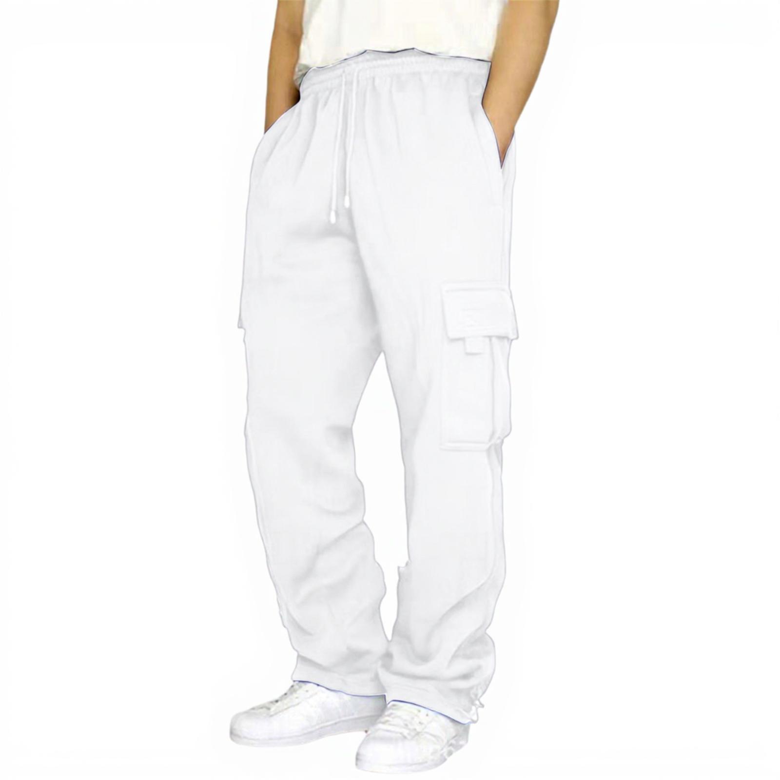 

Мужские повседневные рабочие брюки свободного кроя с множеством карманов XL белый