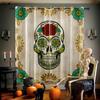 Skull Rose Curtains Retro Tricky Dark Ins Secret Room Bar Bedroom Halloween Christmas Holiday Decoration Curtains 2PCS