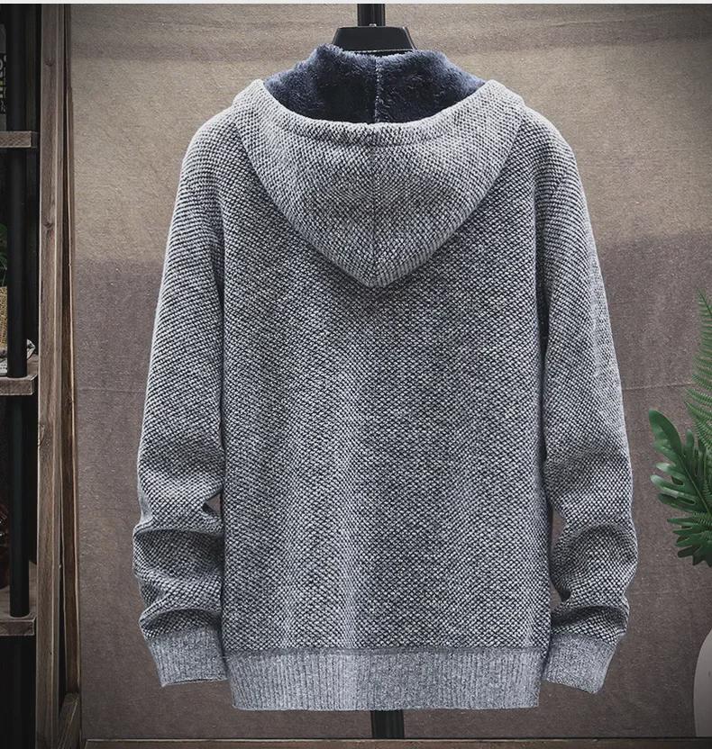 Men's Korean Slim Fit Sweater - Autumn/Winter Knitted Jacket with Thick Velvet