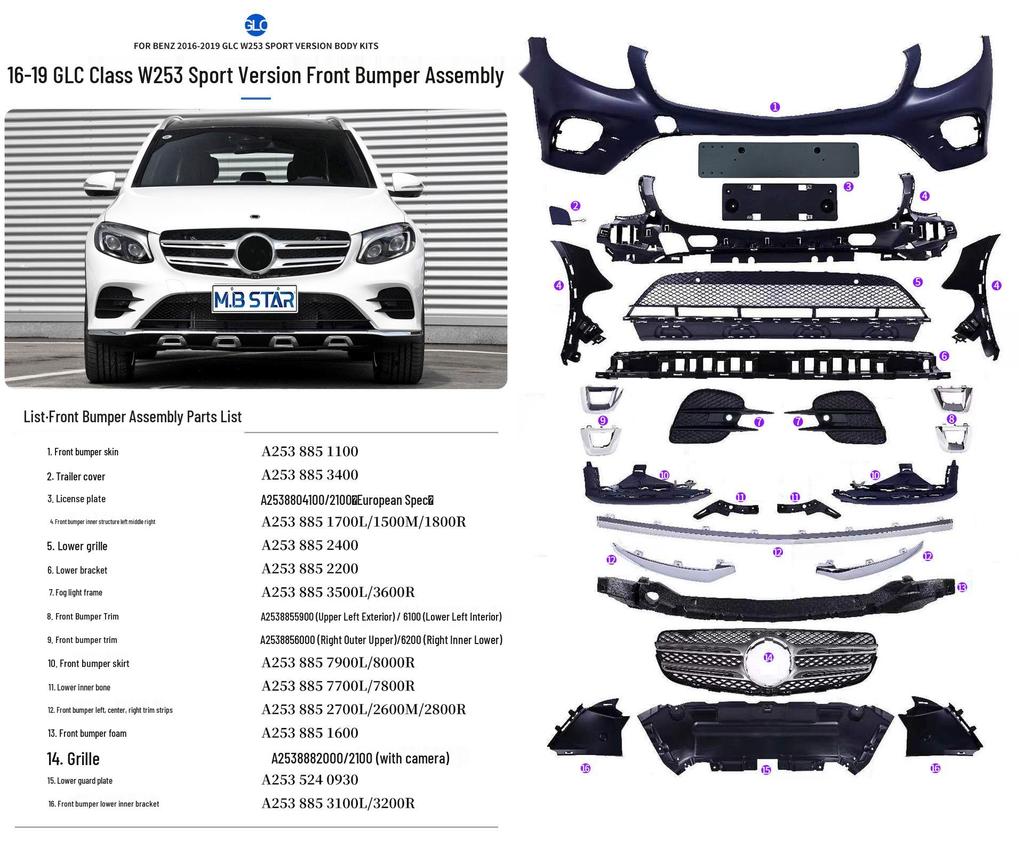 A2538802100/3700 Mercedes-Benz GLC W253 16-19 EU Sport Spec License Plate Holder