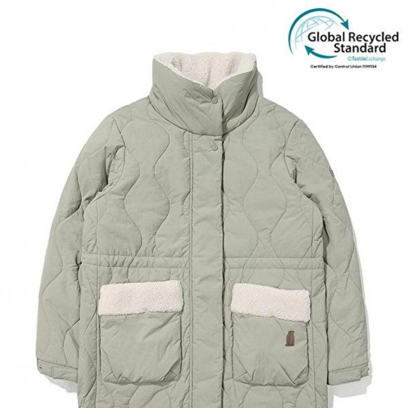 Teddy Diamond Quilting Long Puffer  Olive 